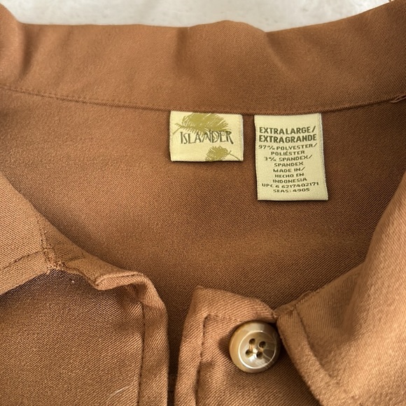 VINTAGE ISLANDER brown button down shirt - Picture 3 of 7